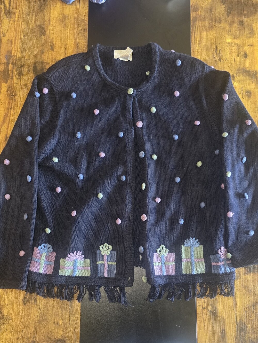 Vintage 90s Christopher & Banks Pom Pom Cardigan